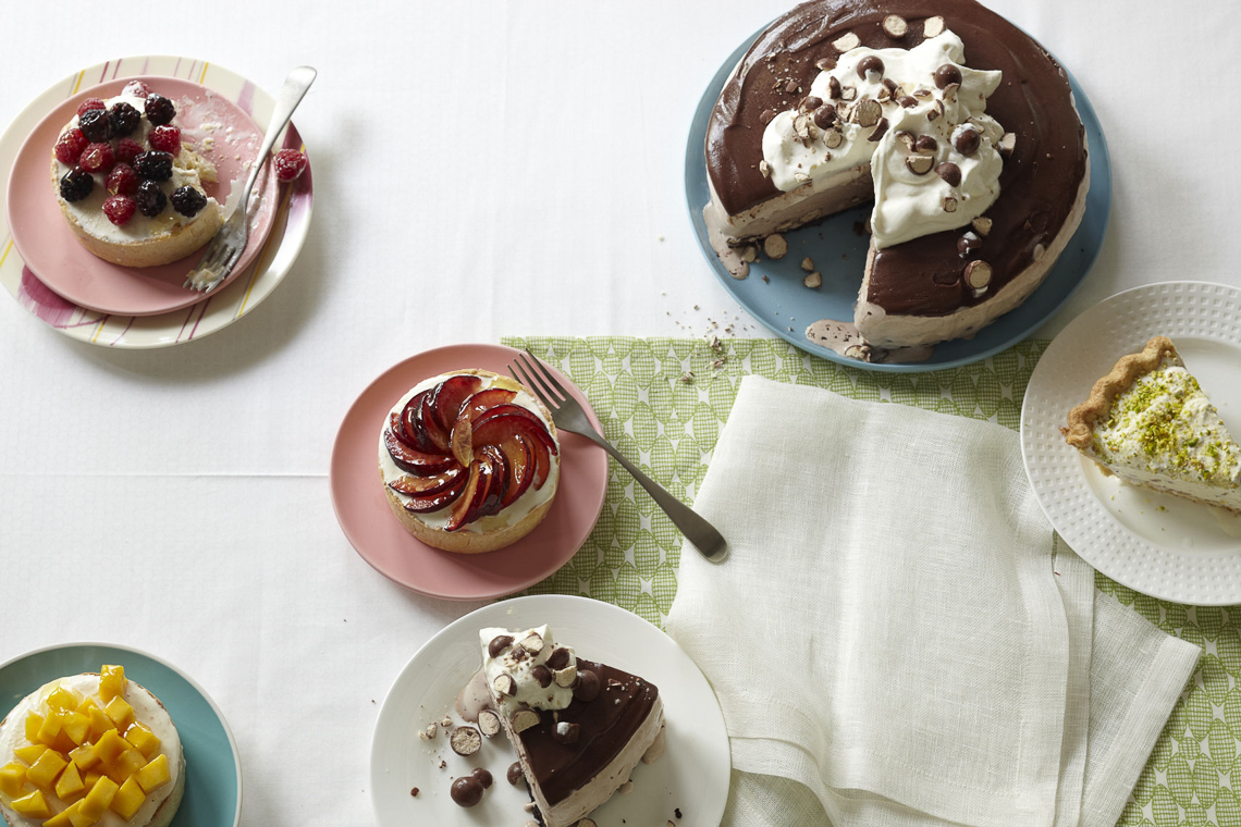Sunset:Summer Fruit + Malted Milk Ball Ice Cream Pies