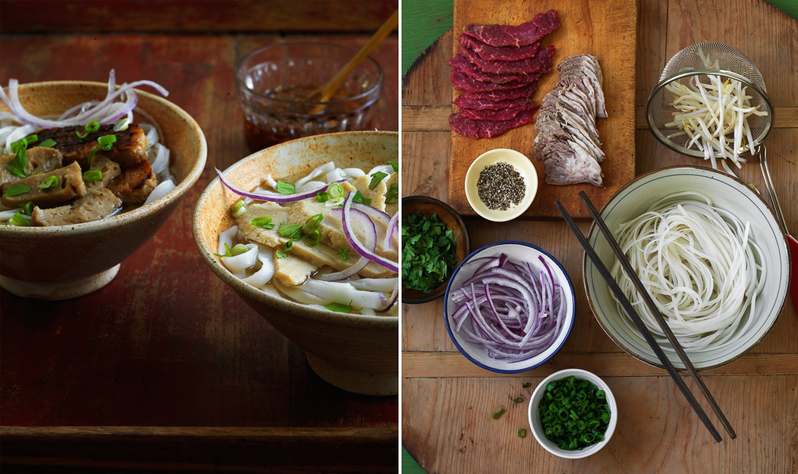 Pho:Veg Chicken Pho + Bowl Assembly