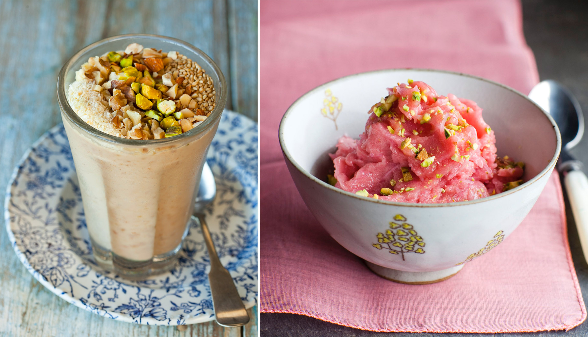 New Persian Kitchen:Date shake + Rhubarb sorbet